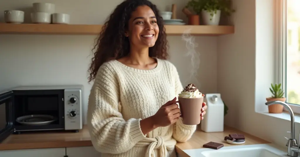 Como fazer chocolate quente cremoso microondas em 3 minutos (sem talhar!)