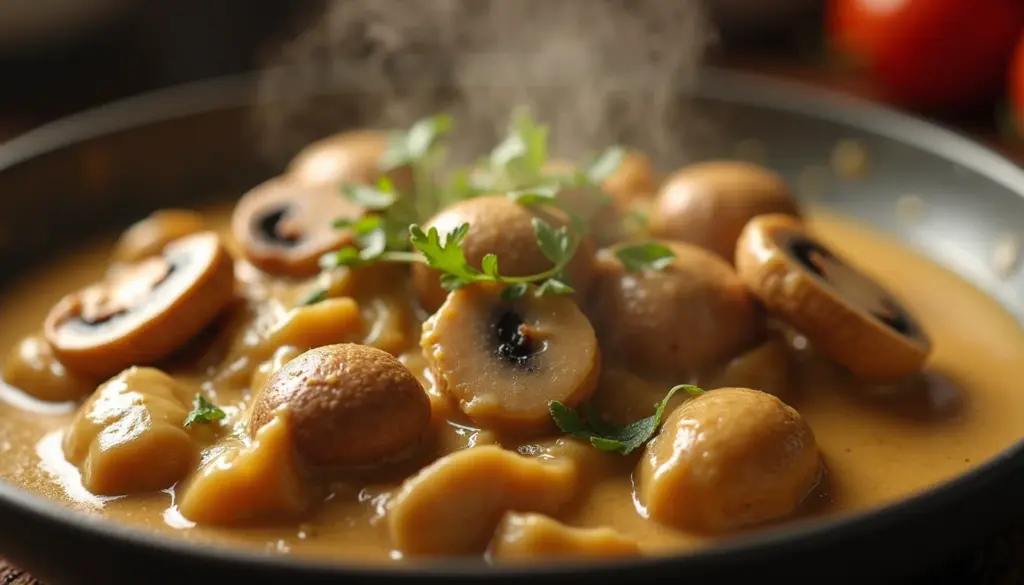 Como fazer estrogonofe cogumelos vegano cremoso em 30 min
