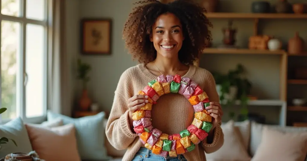 Como fazer guirlanda de bombom: presente que vira decoração e doce