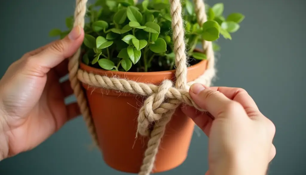 Como fazer suporte para planta com corda de sisal sem desfiar em 30 min