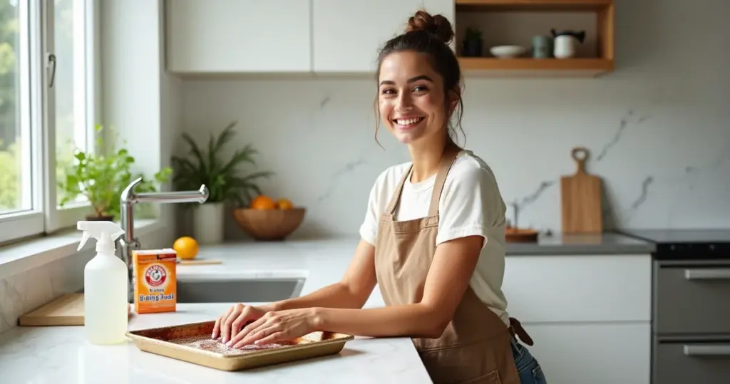 Como limpar tabuleiro gordura com bicarbonato e vinagre (sem esfregar!)